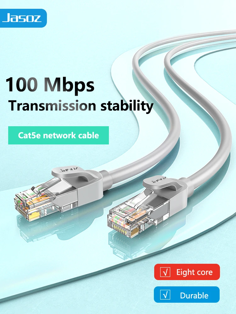jasoz Cat-5e Ethernet Patch Cable RJ45 2 meters for stable, high-speed LAN connections at home or office.