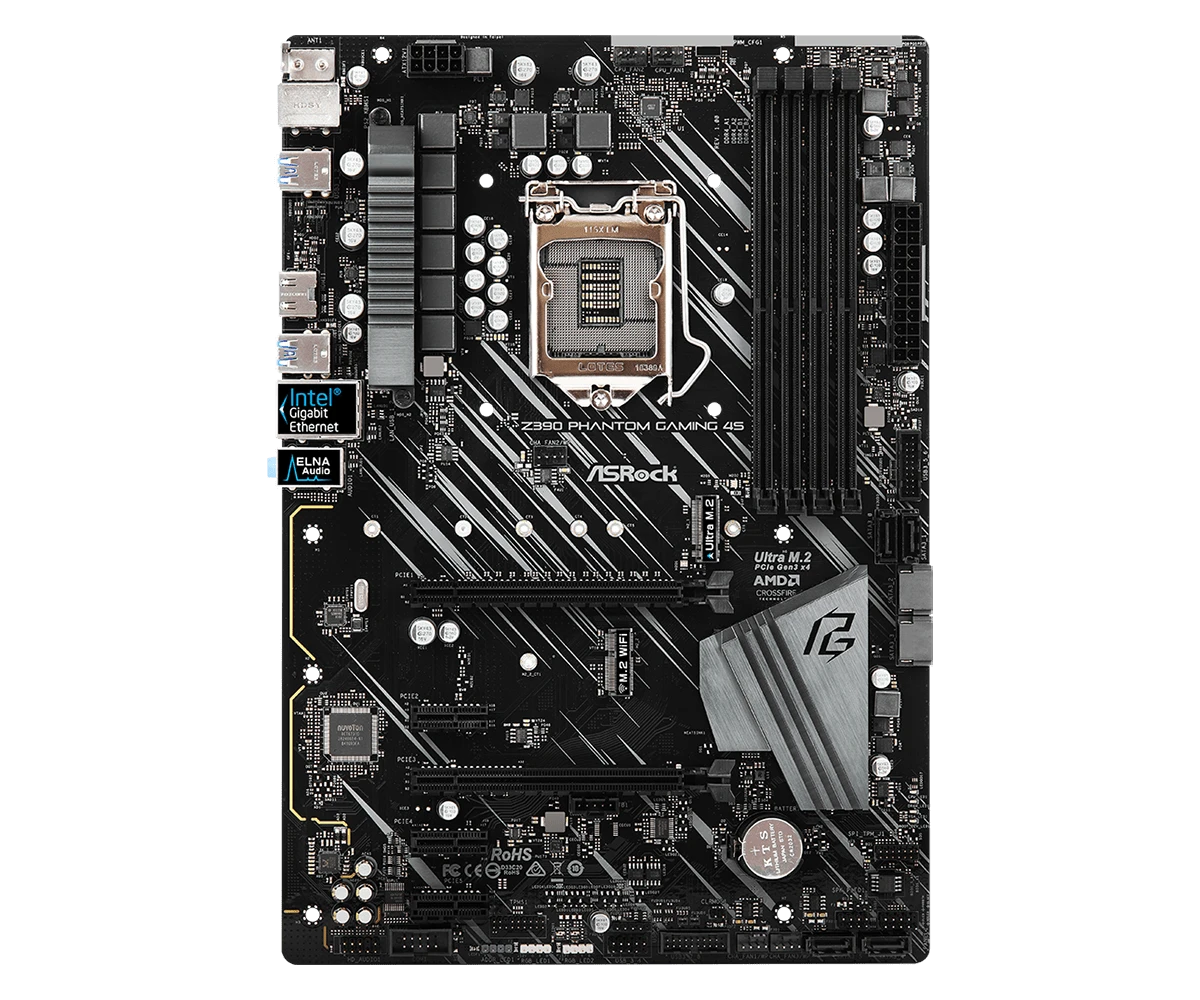 Asrock Z390 Phantom Gaming 4S/AC Wifi 8th/9th Gen Intel 1151 Motherboard refurbished