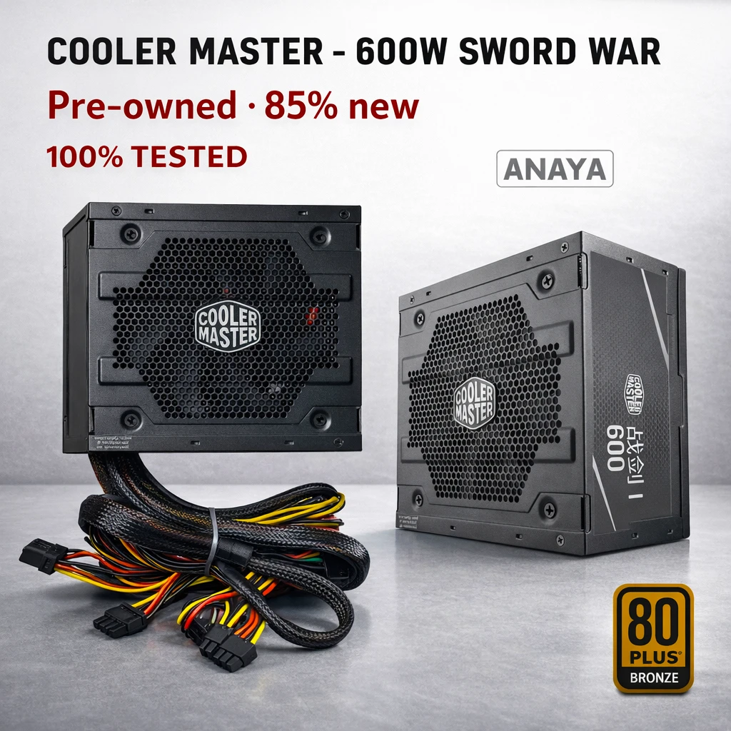 Cooler Master War Sword II 600W Gaming Power Supply, Pre-owned ( 85% NEW ) 80PLUS White-Brand Certification, 120mm Temperature-Controlled Silent Fan, Multiple Protections, High Temperature Resistance 6-pin or 8-pin Power connectors for Graphics Card