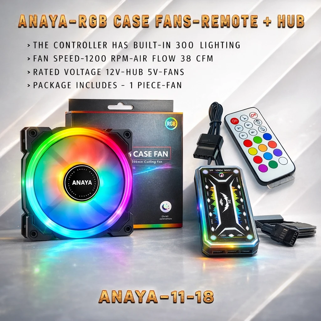 RGB Case Fans 12V 6-Pin Connector deliver powerful cooling performance with stunning RGB lighting effects. Compatible with hub and remote control for easy fan speed and lighting adjustments. Perfect for gaming and RGB PC builds. Watch the full video 👇👇