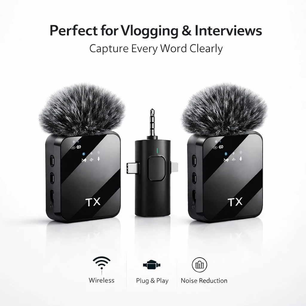 F11-2 Dual Wireless Mic for Vlogging & Interviews, with Noise Reduction, Perfect for content creators, 🔥Note: Fully charge the devices before first use