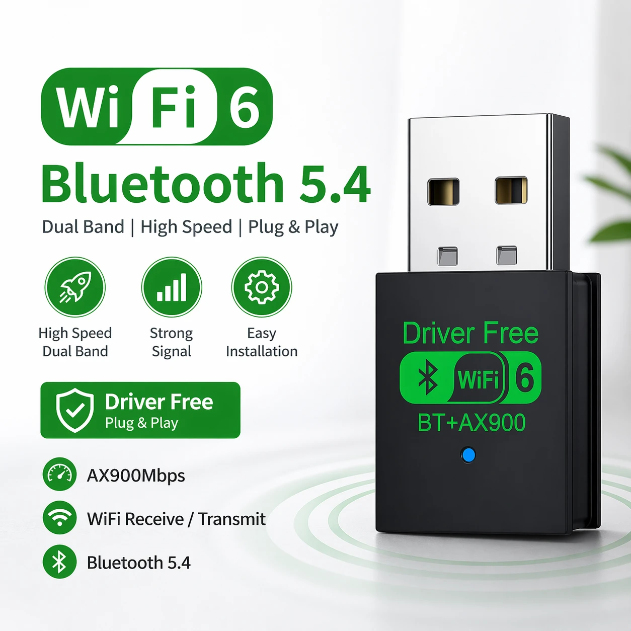 ProLink AX900 WiFi 6 & Bluetooth 5.4 USB Dongle for PC & Laptop