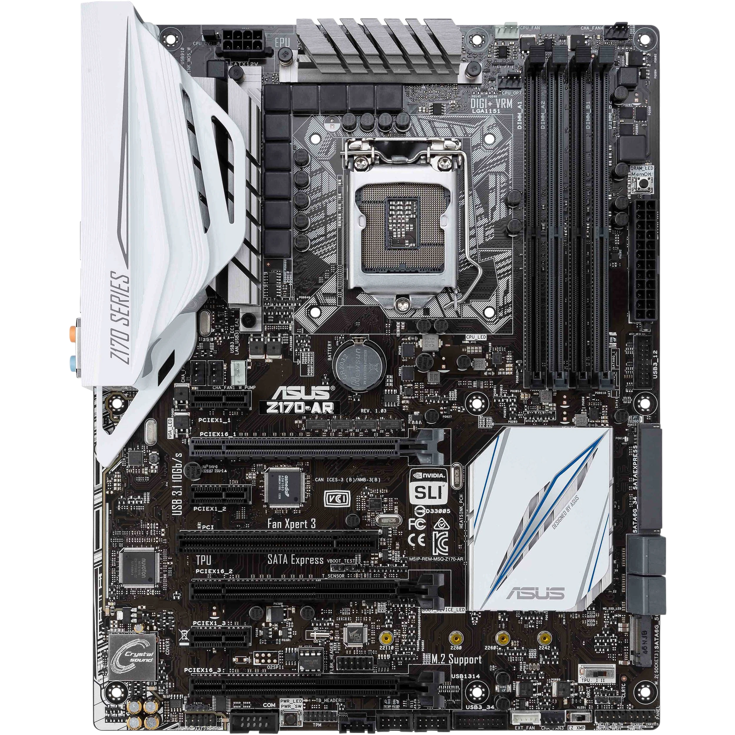 ASUS Z170-AR Supports 6th & 7th Generation DDR4 M.2 SSD LGA-1151 Full-ATX Intel motherboard with Type c Port refurbished