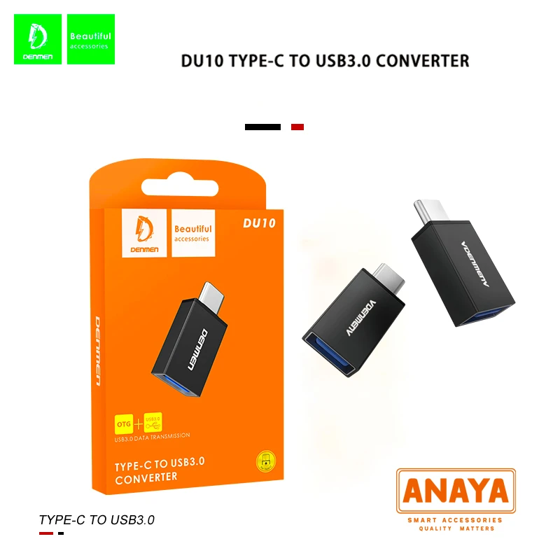 Denmen DU10 USB-A to USB-C OTG Adapter | Aluminum Alloy Type-C Converter