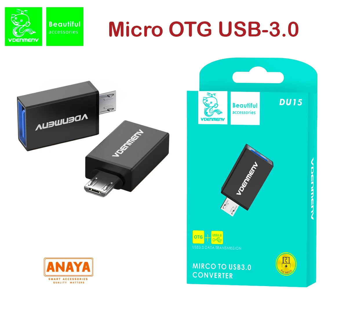Denmen DU15 Micro USB OTG V8 Flat Pin Converter | USB OTG Adapter