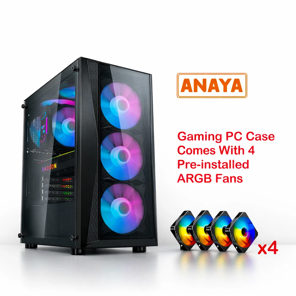 darkFlash DK352 Plus Full-ATX Gaming PC Case with 4 pre-installed ARGB fans