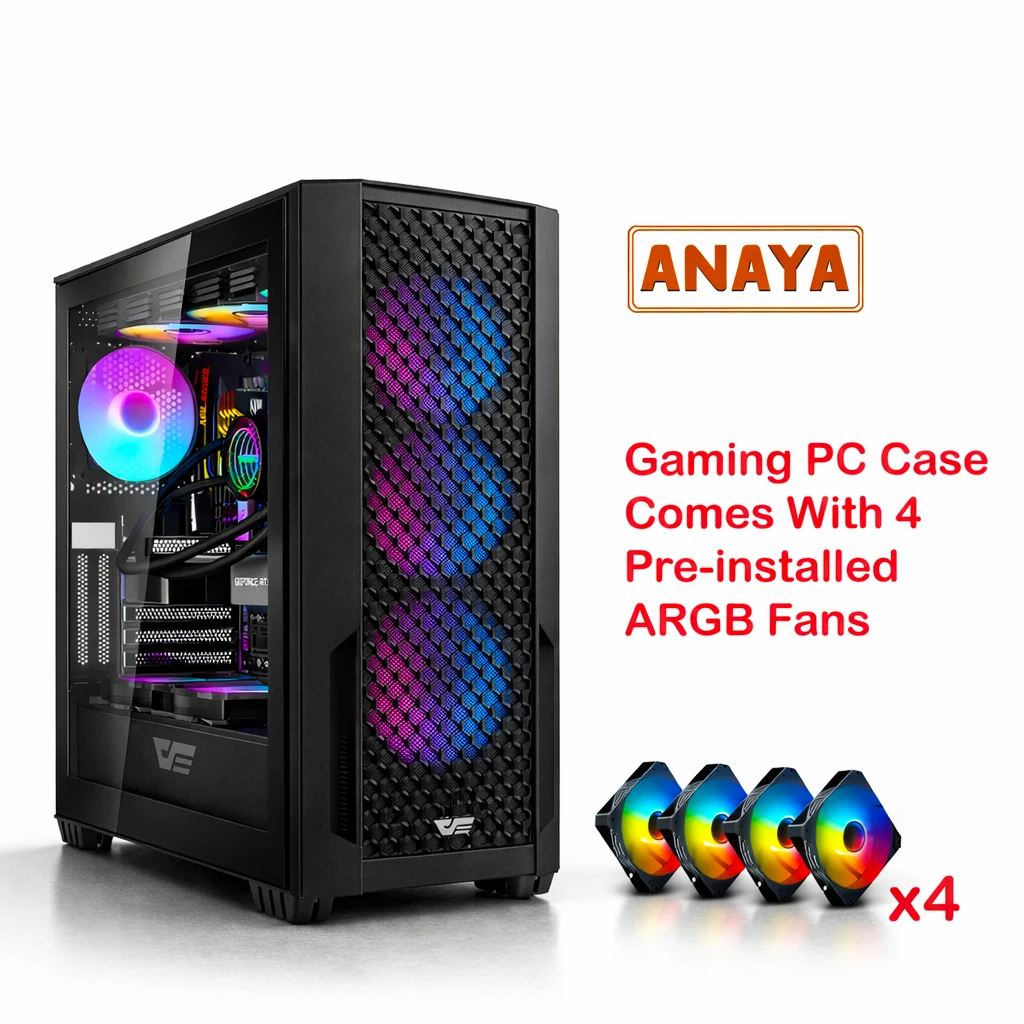 darkFlash DF2100 Full-ATX & E-ATX Gaming PC Case with 4 pre-installed ARGB fans