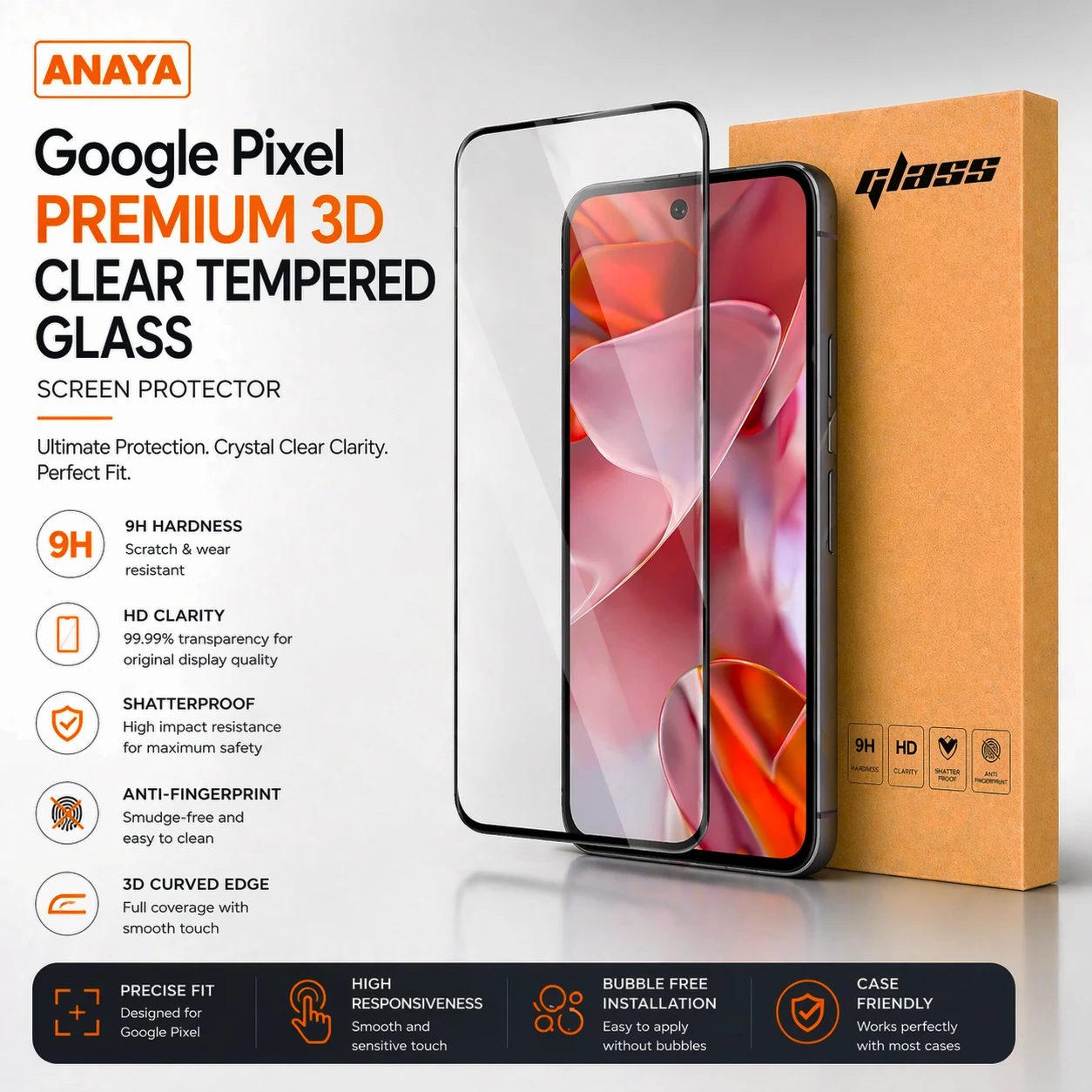 Google Pixel A+ Crystal Clear Tempered Glass Screen Protector