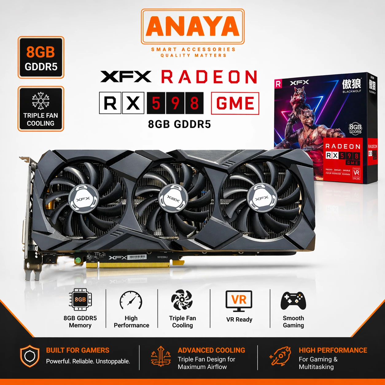 AMD XFX Radeon RX 590 GME 8GB Proud Wolf Edition (90% New)