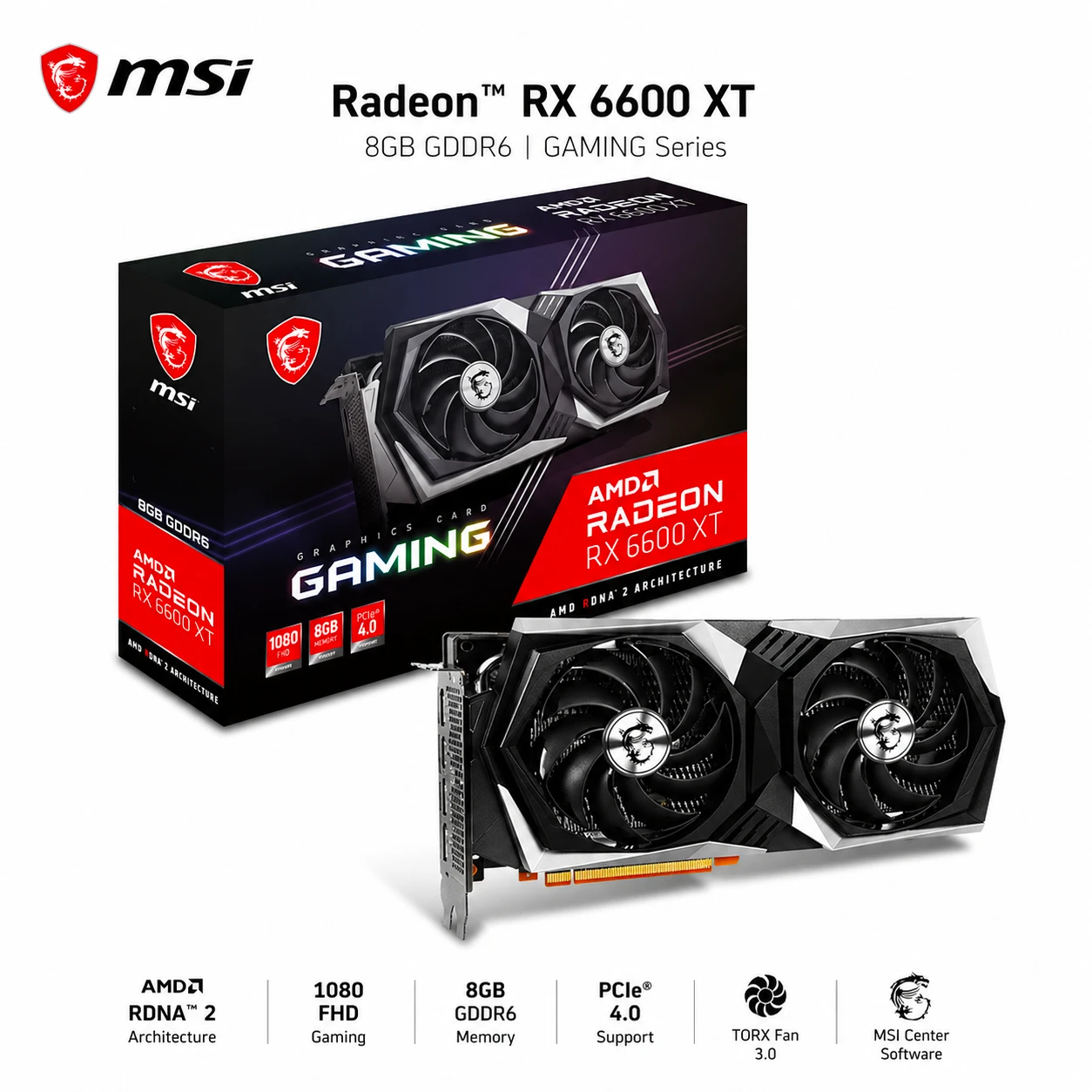 MSI Radeon RX 6600 XT Gaming X 8GB Graphics Card for 1440p Gaming, (95% New)