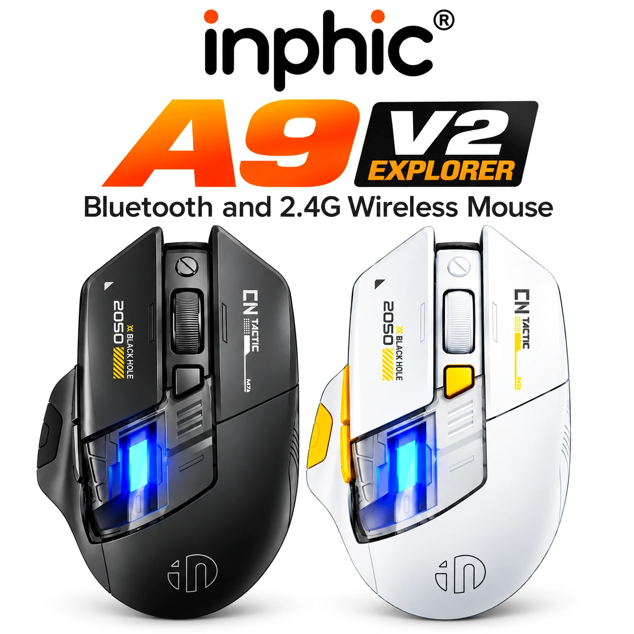inphic® A9 V2 Explorer Bluetooth & 2.4G Wireless Rechargeable Gaming & E-Sports Mouse